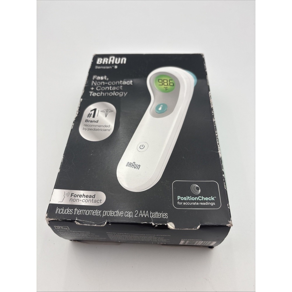 Braun Sensian 5 No Touch Forehead Thermometer BNT300USV1 White LCD